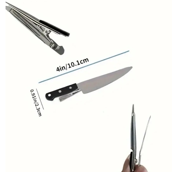 Punk Goth Kitchen Knife Hair Clip Set - 3pcs - Picture 3 of 5